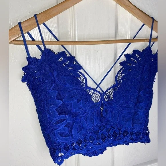 Peach Love California Lace Bralette โ Royal Blue โ Size Large Boho - Picture 2 of 6